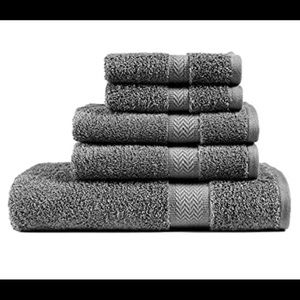 Chateau Home Collection Luxury 5 Piece Grey Bath Towel Set, 100% Cotton